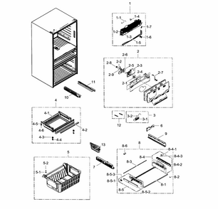 Freezer Diagram and Parts List for RF24FSEDBSR AA-0002 Samsung Refrigerator