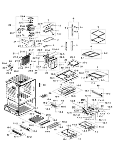 Fridge Diagram and Parts List for RF28HFEDTSR AA-07 Samsung Refrigerator