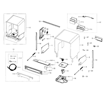 Cabinet Diagram and Parts List for DW80H9940US AA-0001 Samsung Dishwasher