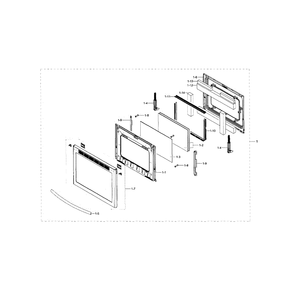 Door Assembly Diagram and Parts List for NE58H9950WS AA-01 Samsung Range