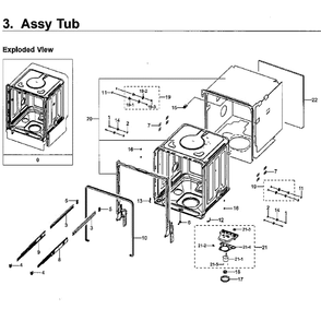 Tub Diagram and Parts List for DW80H9970US AA-02 Samsung Dishwasher