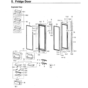 Fridge Door Diagram and Parts List for RH22H9010SG AA-0000 Samsung Refrigerator
