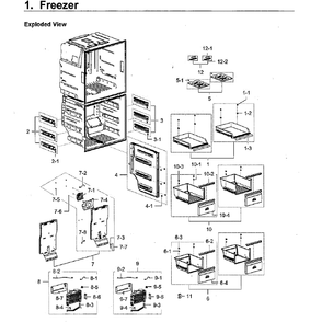 Freezer Diagram and Parts List for RF28K9380SR AA-01 Samsung Refrigerator