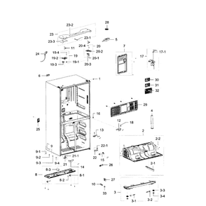 Cabinet Diagram and Parts List for RF23J9011SR (AA)(0006) Samsung Refrigerator