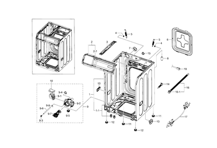 Frame & Cover Diagram and Parts List for WF210ANW XAA-0004 Samsung Washer