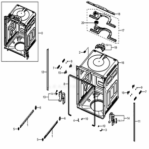 Assembly Tub Diagram and Parts List for DW80K5050US (AA)(0002) Samsung Dishwasher