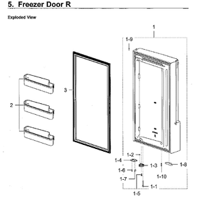 Freezer Door R Diagram and Parts List for RF28K9380SR AA-01 Samsung Refrigerator
