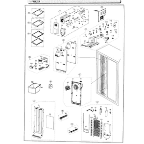 Freezer Diagram and Parts List for RS25J500DWW AA-01 Samsung Refrigerator