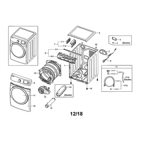 Main Unit Diagram and Parts List for DV501AEW XAA-00 Samsung Dryer