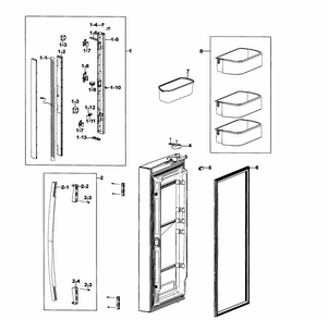 Door Left Diagram and Parts List for RF266ACWP XAA-0000 Samsung Refrigerator