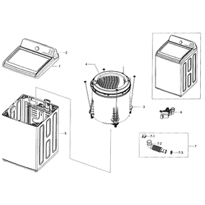 Main Section Diagram and Parts List for WA456DRHDSU AA-05 Samsung Washer