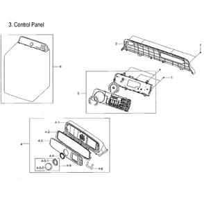 Control Panel Diagram and Parts List for DVG52M7750V A3-00 Samsung Dryer