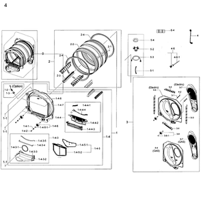 Drum Diagram and Parts List for DV50K8600EW A3-0000 Samsung Dryer