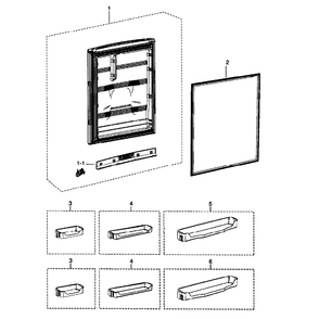 Refrigerator Door Diagram and Parts List for RB215ACWP XAA-01 Samsung Refrigerator