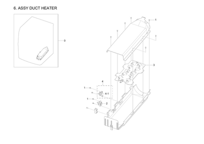 Heater Duct Assembly Diagram and Parts List for DV42H5200EP A3-03 Samsung Dryer