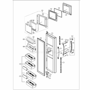 Refrigerator Door Diagram and Parts List for RS2556SH  Samsung Refrigerator