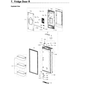 Fridge Door R Diagram and Parts List for RF28K9580SR AA-0001 Samsung Refrigerator