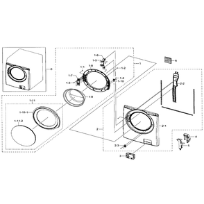 Frame Front And Door Diagram and Parts List for WF330ANW XAA-01 Samsung Washer