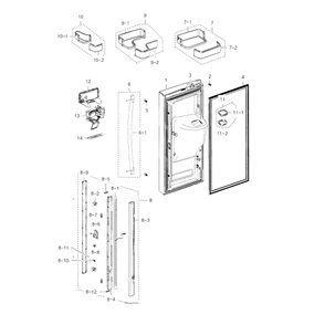 Fridge Door L Diagram and Parts List for RFG237AAWP XAA-04 Samsung Refrigerator