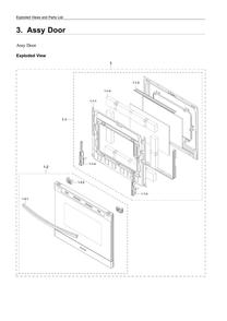 Door Assembly Diagram and Parts List for NX60A6511SS AA-00 Samsung Range