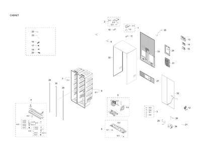 Part Location Diagram of DA97-20738A Samsung Assy cabi frame