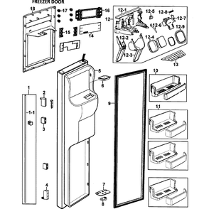 Left Door Diagram and Parts List for RS265LABP XAA-0000 Samsung Refrigerator