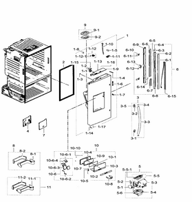 Left Door Diagram and Parts List for RF23HTEDBSR AA-0004 Samsung Refrigerator