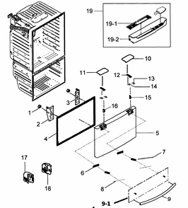 Freezer Door Diagram and Parts List for RFG298HDBP XAA-0000 Samsung Refrigerator