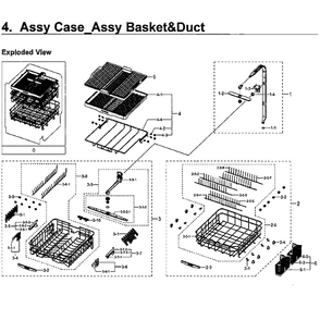 Basket And Duct Diagram and Parts List for DW80H9930US AA-01 Samsung Dishwasher