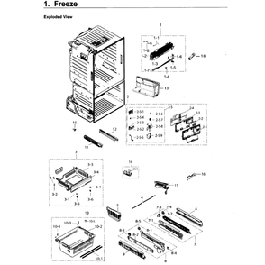 Freezer Diagram and Parts List for RF263BEAEWW AA-04 Samsung Refrigerator