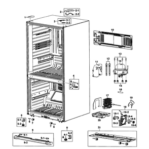 Cabinet Assembly Diagram and Parts List for RB215ACPN XAA-0001 Samsung Refrigerator