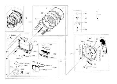 Drum Parts Diagram and Parts List for DV48H7400GP A2-0000 Samsung Dryer