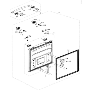 Freezer Door Diagram and Parts List for RF217ABRS XAA-0000 Samsung Refrigerator