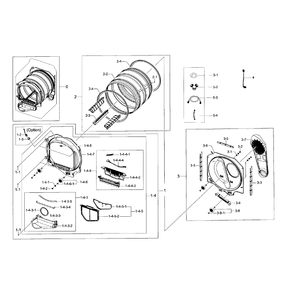 Drum Diagram and Parts List for DV48H7400GP A2-0001 Samsung Dryer