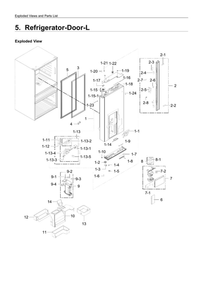 Left Refrigerator Door Parts Diagram and Parts List for RF23M8070SR AA-03 Samsung Refrigerator