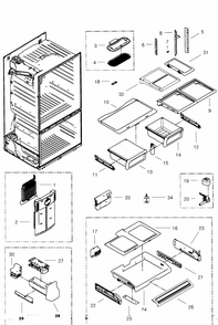 Fridge Diagram and Parts List for RF268ACWP XAA-0001 Samsung Refrigerator