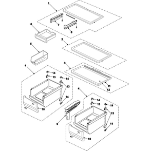 Refrigerator Shelves Diagram and Parts List for RB195BSSB XAA Samsung Refrigerator