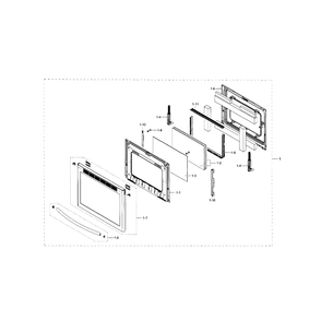Door Assembly Diagram and Parts List for NE58H9950WS AA-00 Samsung Range