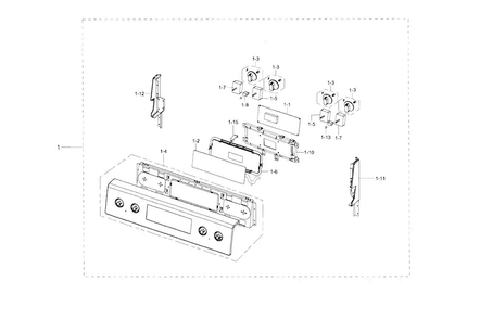 Control Panel Diagram and Parts List for NE595R0ABBB AA-0001 Samsung Range