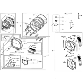 Drum Diagram and Parts List for DV50K8600GW A3-01 Samsung Dryer