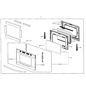 Door Assembly Diagram and Parts List for NX583G0VBBB AA-00 Samsung Range