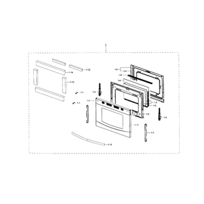 Door Diagram and Parts List for NX583G0VBWW AA-01 Samsung Range