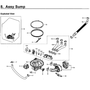 Sump Diagram and Parts List for DW80H9970US AA-02 Samsung Dishwasher