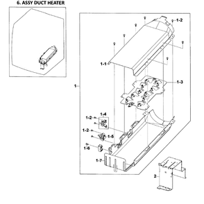 Heater Assembly Diagram and Parts List for DV209AEW XAA-01 Samsung Dryer