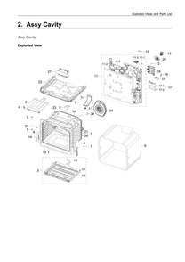 Cavity Assembly Diagram and Parts List for NE63T8311SS AA-00 Samsung Range