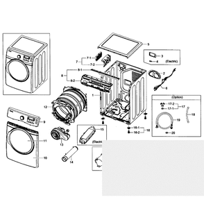 Main Assembly Diagram and Parts List for DV431AEW XAA-01 Samsung Dryer