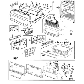 Freezer Diagram and Parts List for RF267AEPN XAA-0001 Samsung Refrigerator