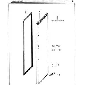 Door Ref Outer Diagram and Parts List for RH25H5611SR AA-02 Samsung Refrigerator