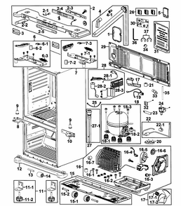 Cabinet Assy Diagram and Parts List for RF266AERS XAA-0001 Samsung Refrigerator