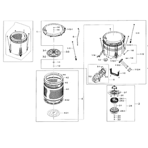 Tub Diagram and Parts List for WA56H9000AP A2-0000 Samsung Washer